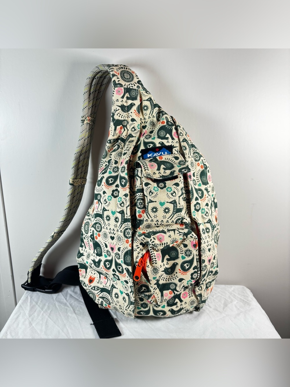 Kavu Rope Sling Bag Cozy Critters Woodland Rabbit Bird